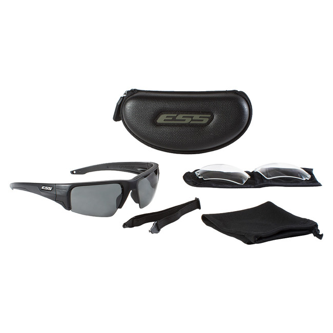Strelecké okuliare ESS Crowbar, čierny rám, strieborné logo EE9019-02