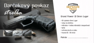 Darčekový poukaz - streľba 9 mm